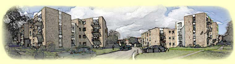 Watercolour panorama of Laurel Manor