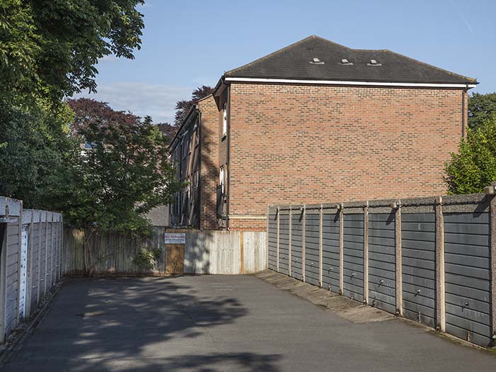 A view of the garage block.